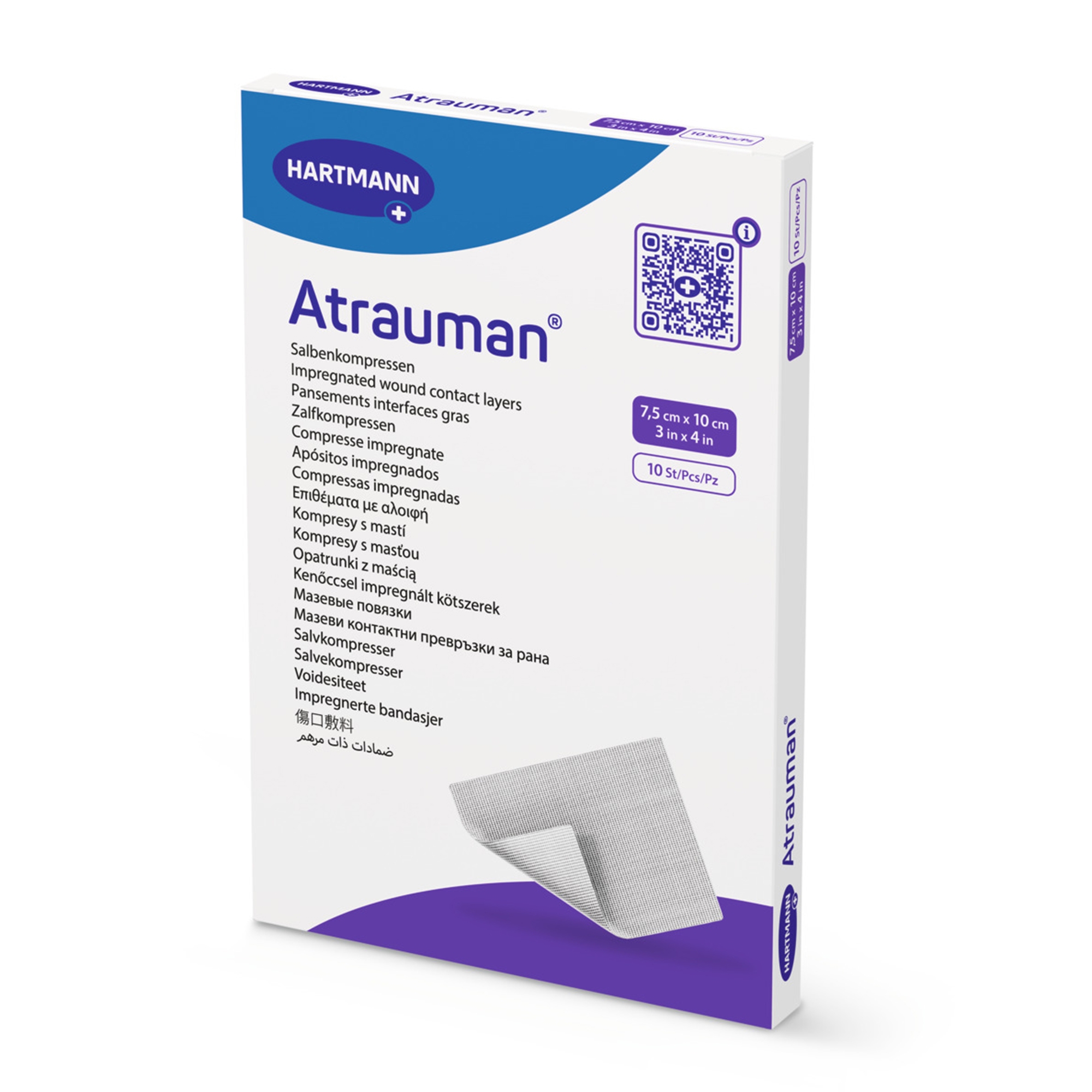 1161220_pkgright.jpg HARTMANN Wound Dressing, Impregnated, 3" x 4", 10/bx - Image 1