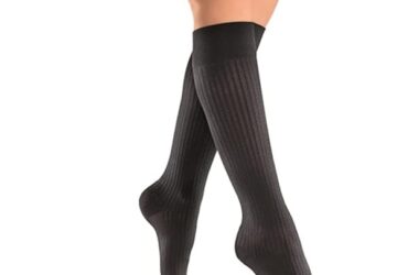 JOBST SOSOFT 15-20 KNEE RIBBED CLOSED TOE BLACK MD