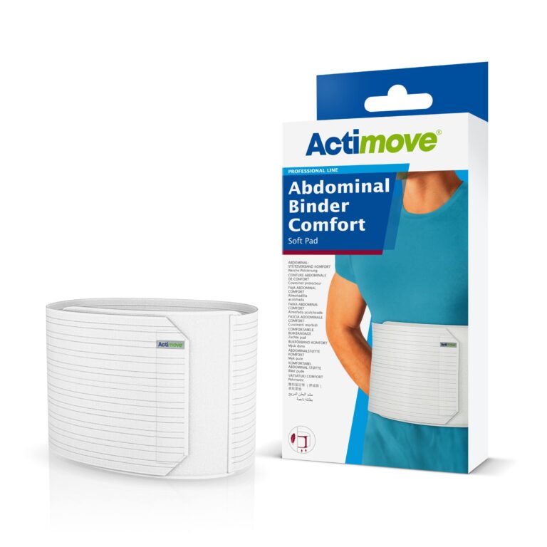 ACTIMOVE ABDOMINAL BINDER COMFORT WITH SOFT PAD 12IN WHT SM