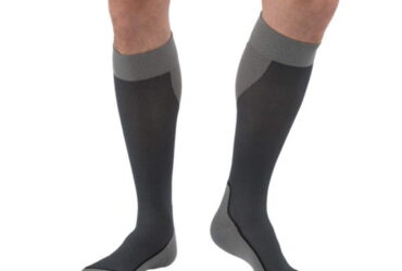 JOBST SPORT SOCK KNEE CLOSED TOE 15-20 BLACK/GREY LG
