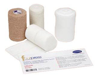 HARTMANN Compression Bandaging System Contains: (3) Bandages, (3) Tape Strips, Padding Bandage, 4" x 4.3 yds (unstretched), Compression Bandage (in kit), 4" x 4.3 yds (stretched), Cohesive Bandge (in kit), 4" x 6.5 yds (stretched), 8/cs
