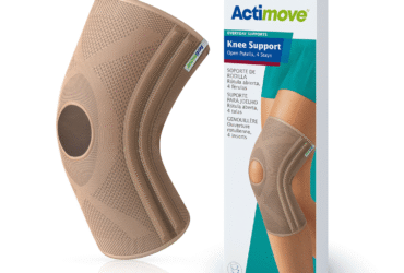 ACTIMOVE KNEE SUPP OPEN PATELLA 4 STAYS LG BEIGE