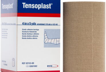 TENSOPLAST BANDAGE ELASTIC ADHESIVE TAN 4INX5YD