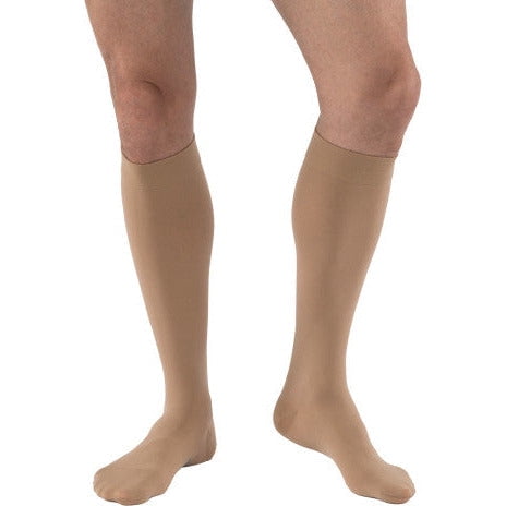 JOBST RELIEF KNEE HIGH SILICONE 30-40 CLOSED TOE BEIGE LARGE FULL CALF