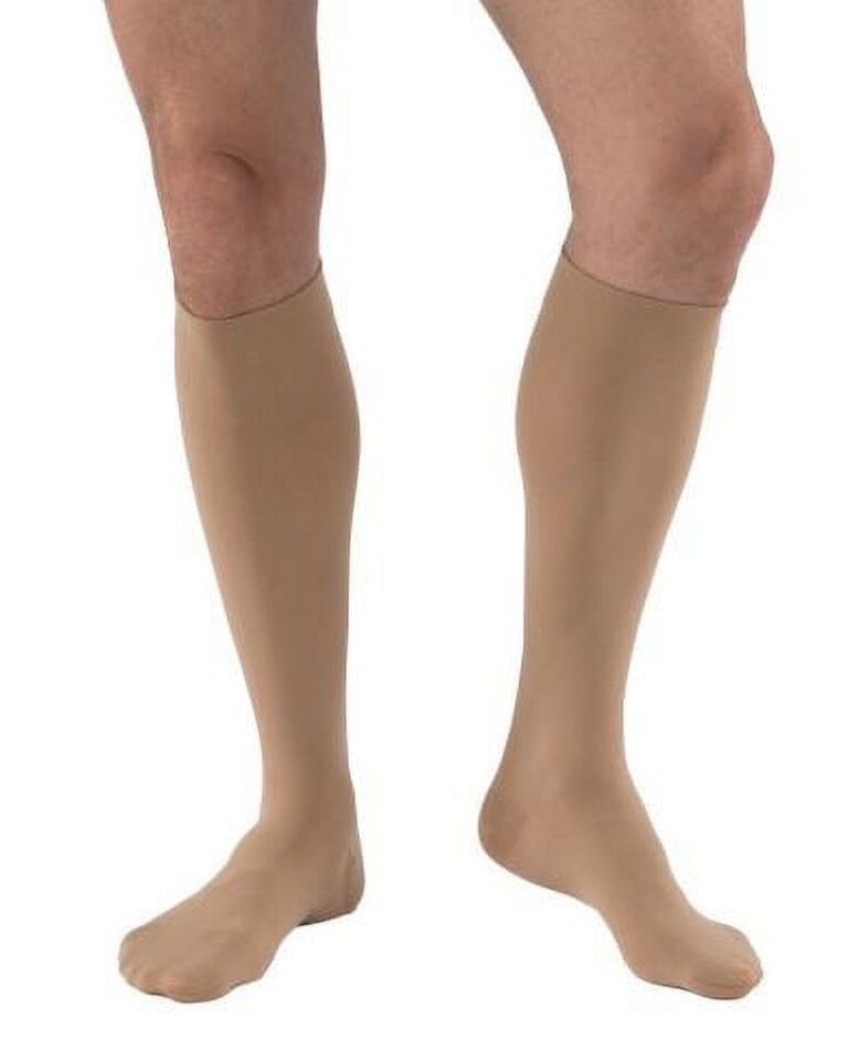 JOBST RELIEF KNEE HIGH SILICONE 20-30 CLOSED TOE BEIGE LARGE FULL CALF PETITE
