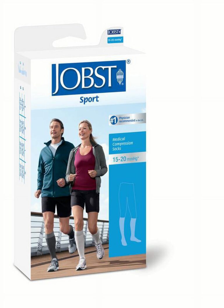 JOBST SPORT SOCK KNEE CLOSED TOE 15-20 WHITE/GREY XL