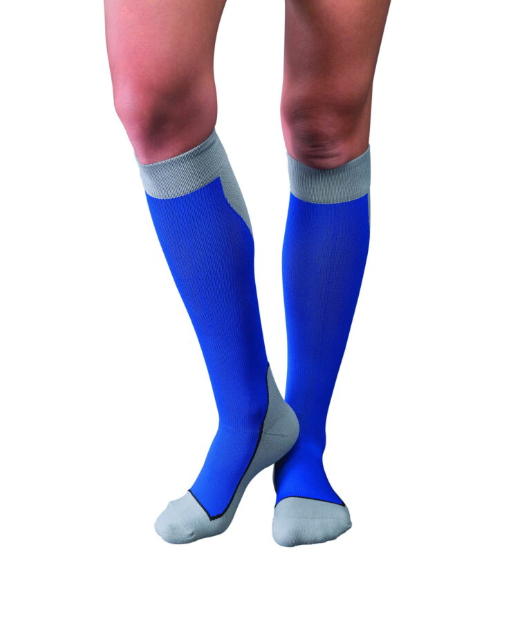 JOBST SPORT SOCK KNEE CLOSED TOE 15-20 ROYAL BLUE/GREY XL