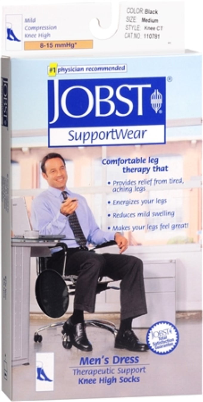JOBST MENS DRESS KNEE 8-15 CLOSED TOE BLACK SM
