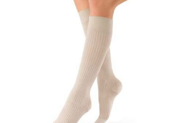 JOBST SOSOFT KNEE 8-15 RIBBED CLOSED TOE SAND LG
