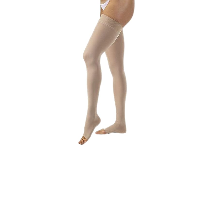 OpenToeThighHighStockingsWithSiliconeBand_30to40mmHg_Beige.jpg RELIEF THIGH 30-40 OPEN TOE SILICONE BEIGE MD