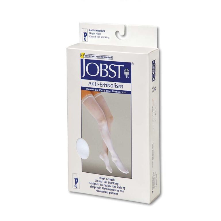 JOBST ANTI-EMBOLISM THIGH CLOSED TOE WHITE MED REG CASE