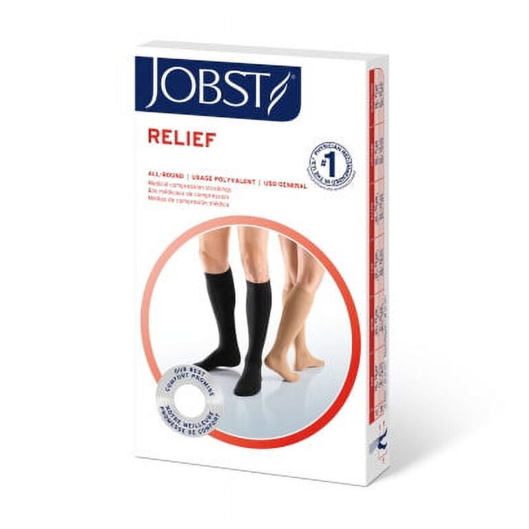 JOBST RELIEF KNEE 15-20 CLOSED TOE BLACK EXTRA LARGE FULL CALF PETITIE