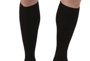 JOBST RELIEF KNEE HIGH SILICONE 20-30 CLOSED TOE BLACK LARGE PETITE