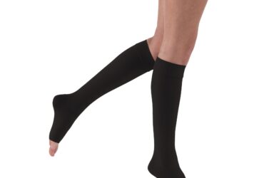 JOBST RELIEF KNEE HIGH SILICONE 30-40 OPEN TOE BLACK SMALL PETITE