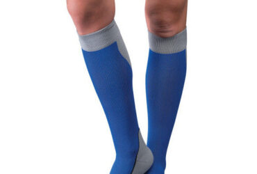 JOBST SPORT SOCK KNEE CLOSED TOE 15-20 ROYAL BLUE/GREY SM