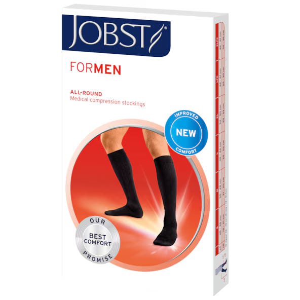 JOBST FOR MEN KNEE 15-20 CLOSED TOE KHAKI MD