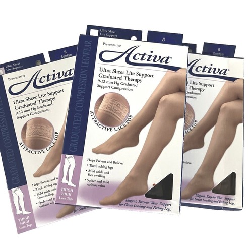 ACTIVA SHEER THERAPY THIGH 15-20 CLOSED TOE LACE BLACK C W/LACE
