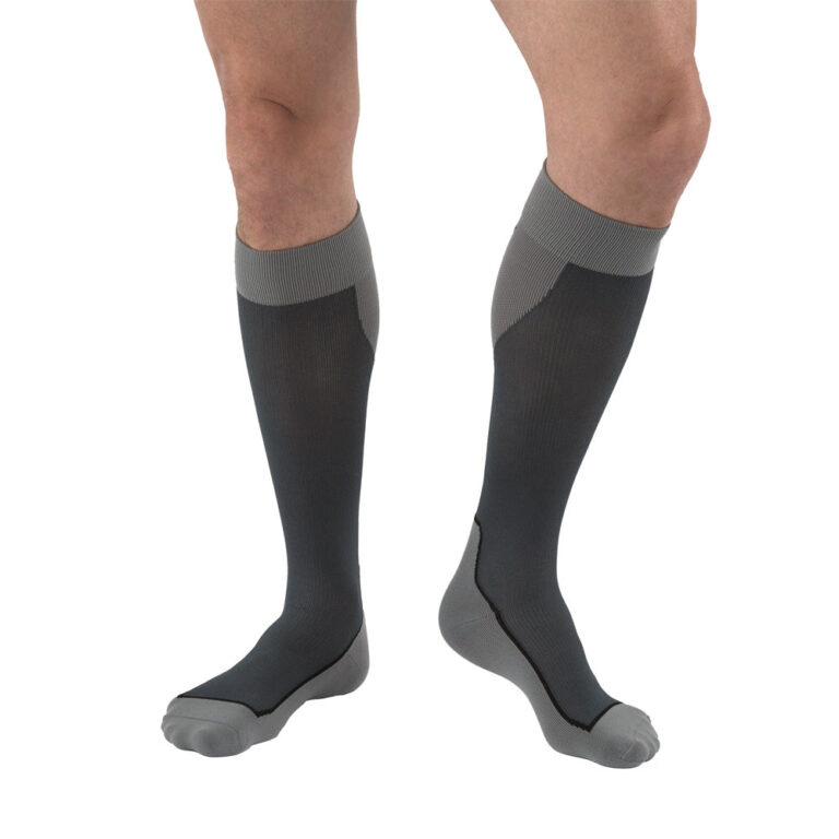 JOBST SPORT SOCK KNEE CLOSED TOE 20-30 BLACK/GREY MD