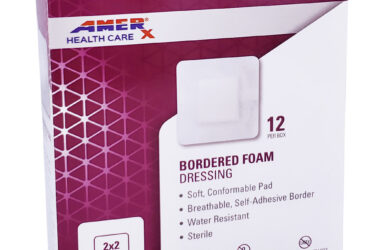 AMERX® Bordered Foam Dressing 3x4 (2x2 pad) 12/box