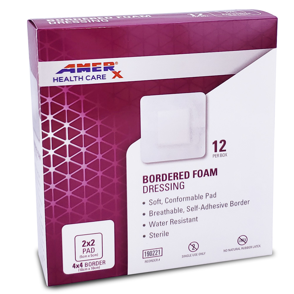 190221-BorderedFoam-4x4_2022-3.jpg AMERX® Bordered Foam Dressing 6x6 (4x4 pad) 12/box