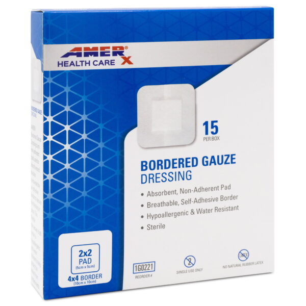 AMERX® Bordered Gauze Dressing 2x2 (1x1 pad) 15/box